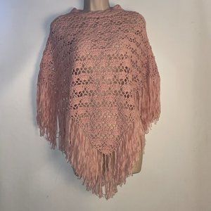 Cejon handcrafted blush pink crochet shawl Crocheted Poncho